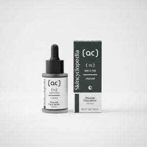 Charcoal Face Serum 5% AHA PHA Exfoliating Mild Peel for Blemishes Pores Dull Sk