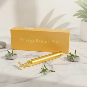 Golden T-Bar Energy Beauty Bar Facial Massager Vibrating Skin Lift Anti-Aging De
